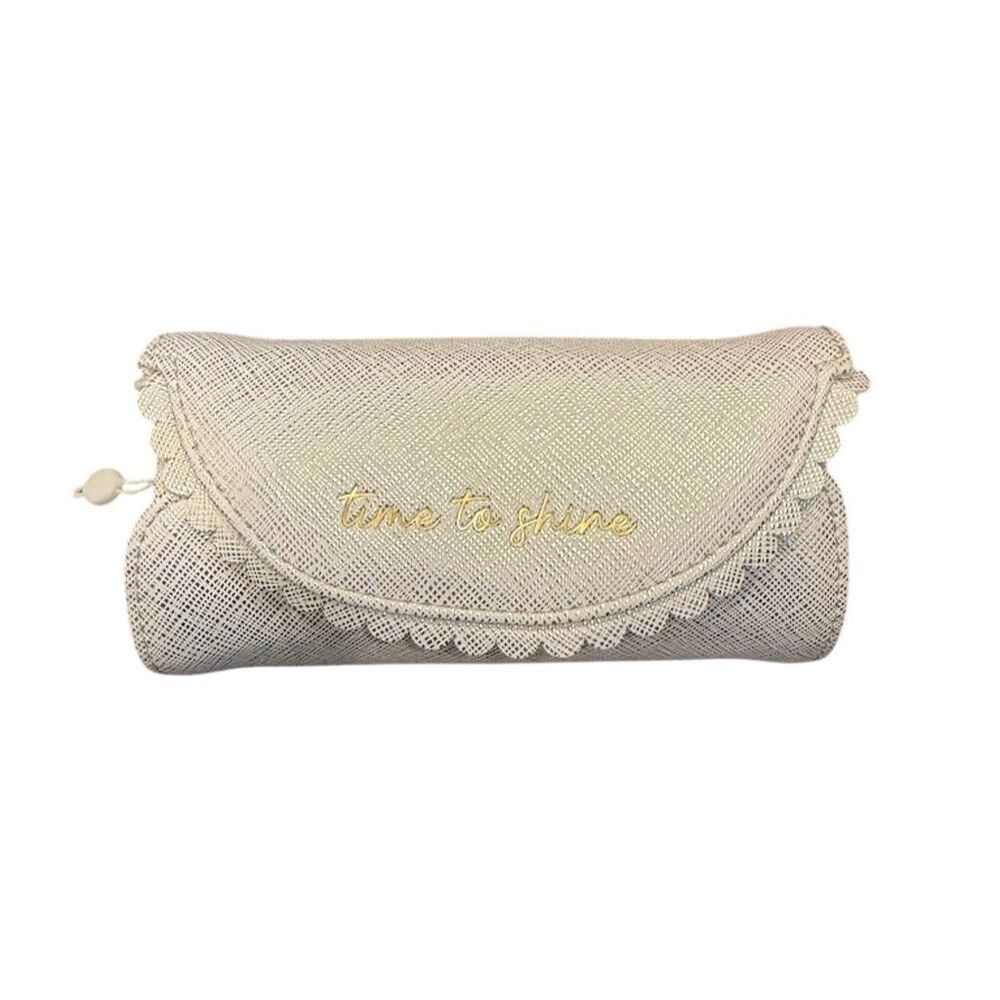 Mud Pie Gold Cream Faux Leather Jewelry Organizer Magnetic Closure